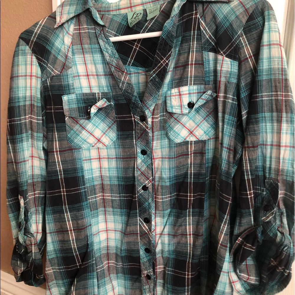 Love Potion Multicolor Button-up Flannel
Size L